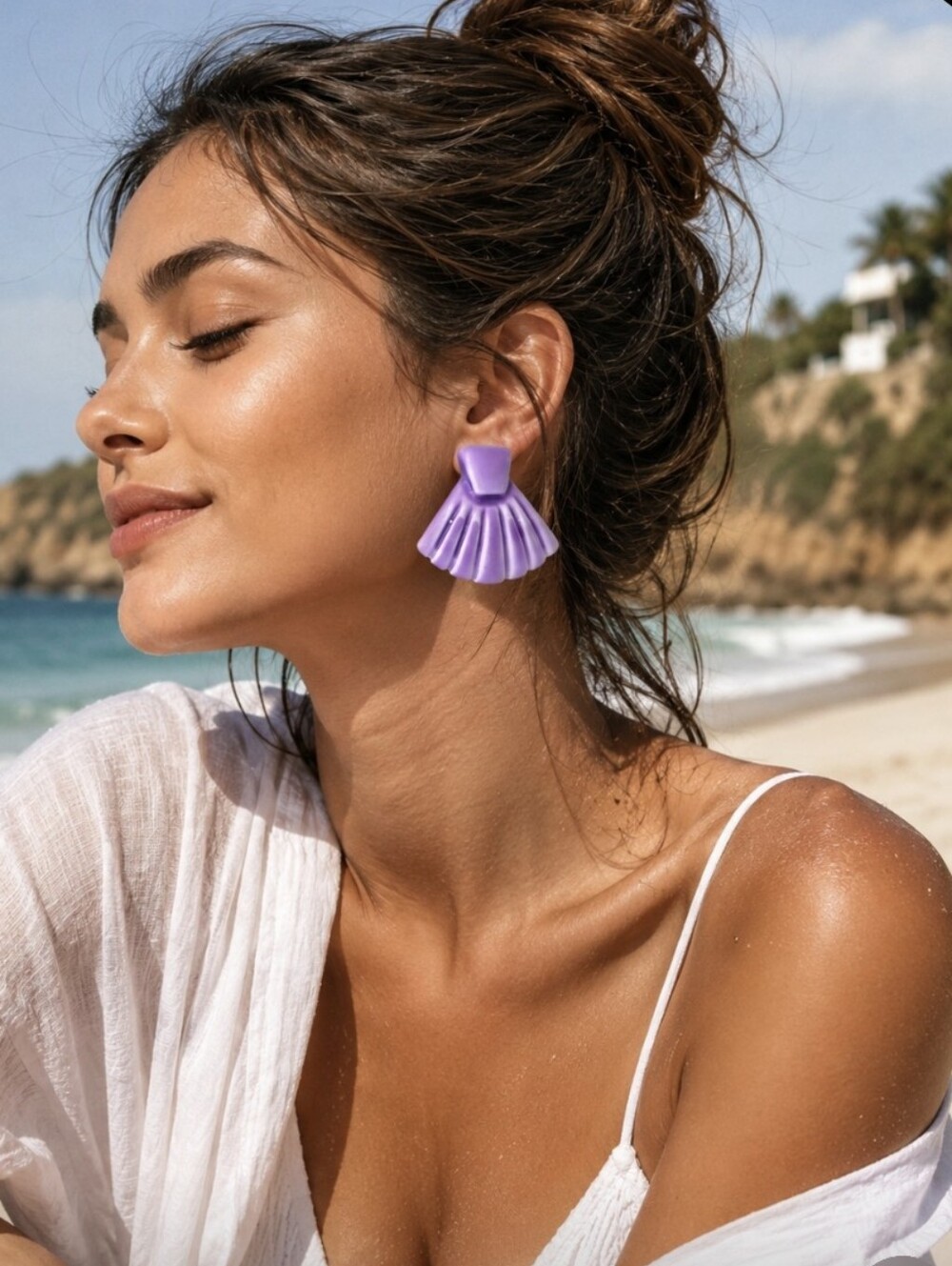 Purple Shell-Shaped Earrings